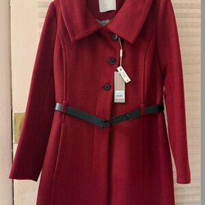 Soia & Kyo Autry-F4 Tailored Wool Coat; Women's Coat, Size M, Dark Red Color